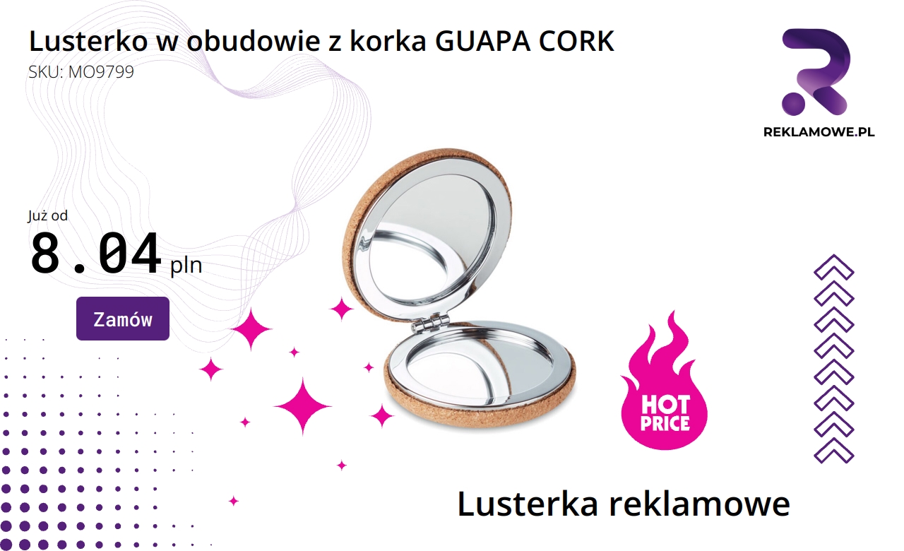 Lusterko w eleganckiej obudowie z korka GUAPA CORK