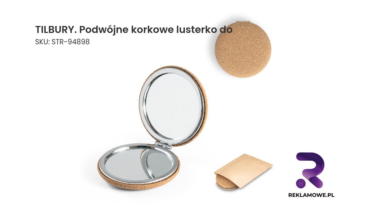Podwójne lusterko do makijażu TILBURY z korkową ramą